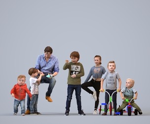 Basics_0059 - Kids A set containing 5 models of male and female children standing in casual attire