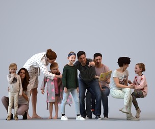 Basics_0060 - Kids A set containing 5 models of male and female children in casual attire in home
