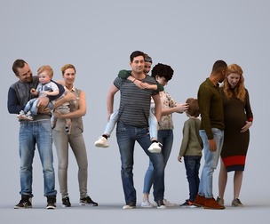 Basics_0061 - Kids A set containing 5 models of male and female adults standing in casual attire