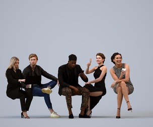 Basics_0064 - Sitting A set containing 5 models of male and female adults sitting in casual attire