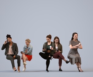 Basics_0065 - Sitting A set containing 5 models of female adults sitting