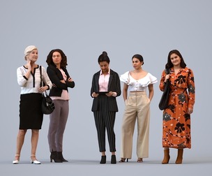 Basics_0067 - Standing A set containing 5 models of female adults standing in business attire in