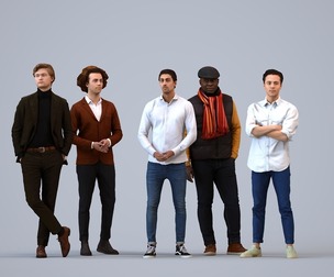 Basics_0068 - Standing A set containing 5 models of male adults standing in casual attire in public