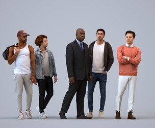 Basics_0072 - Walking A set containing 5 models of male adults walking in casual attire in public