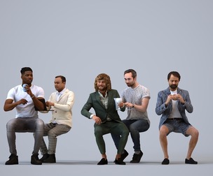 Basics_0076 - Business A set containing 5 models of male adults sitting in business attire in