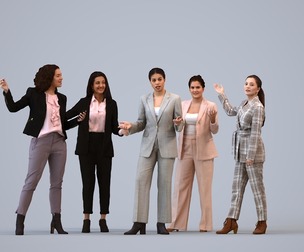 Basics_0077 - Business A set containing 5 models of female adults standing in business attire in