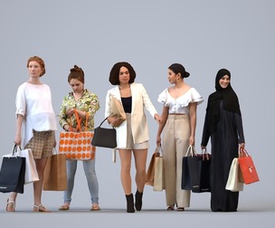 Basics_0079 - Shopping A set containing 5 models of male and female adults shopping