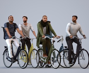 Basics_0084 - Sitting A set containing 5 models of male adults sitting in casual attire in public