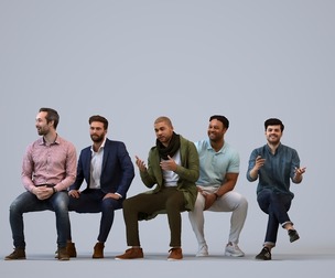 Basics_0086 - Pool A set containing 5 models of male adults sitting in casual attire in public