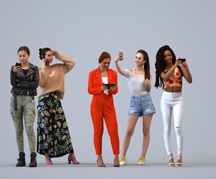 Basics_0089 - Standing A set containing 6 models of female adults standing in casual attire in
