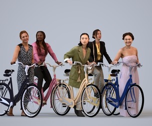 Basics_0093 - Cycling A set containing 5 models of female adults in casual attire in public