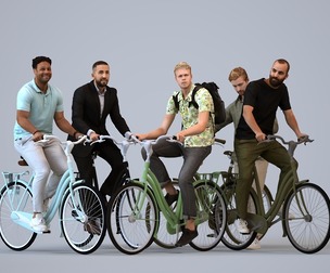 Basics_0094 - Cycling A set containing 5 models of male adults in casual attire in public settings