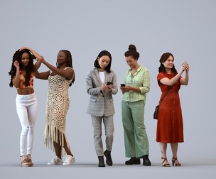Basics_0095 - Standing A set containing 5 models of female adults standing in casual attire in