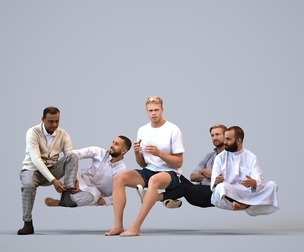 Basics_0098 - Sitting A set containing 6 models of male and female adults sitting in casual attire