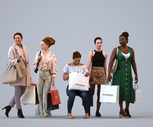Basics_0099 - Shopping A set containing 5 models of female adults shopping