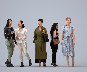 Basics_0101 - Walking A set containing 5 models of male and female adults walking in business