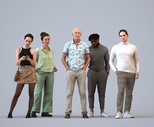 Basics_0105 - Standing A set containing 5 models of male and female adults standing in casual