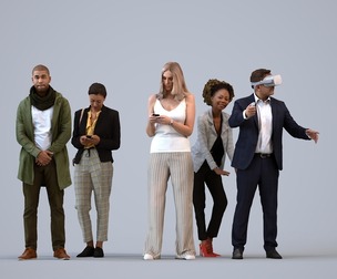 Basics_0108 - Standing A set containing 5 models of male and female adults standing in business