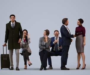 Basics_0110 - Business A set containing 5 models of male and female adults sitting in business