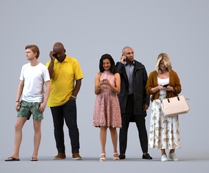 Basics_0111 - Standing A set containing 5 models of male and female adults standing in casual