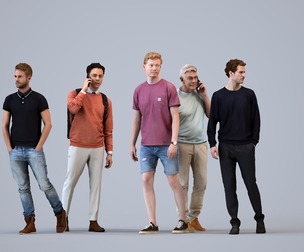 Basics_0112 - Walking A set containing 5 models of male adults walking in casual attire in public