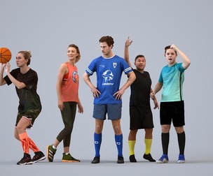 Basics_0113 - Sport A set containing 5 models of male and female adults standing in sport attire