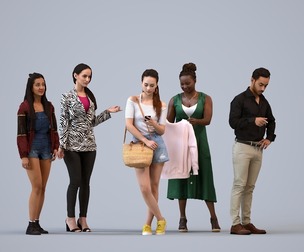 Basics_0116 - Standing A set containing 5 models of male and female adults standing in casual attire