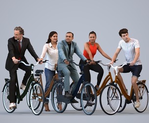 Basics_0117 - Cycling A set containing 5 models of male and female adults in public settings with