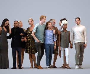 Basics_0118 - Couple A set containing 5 models of male and female adults standing in casual attire