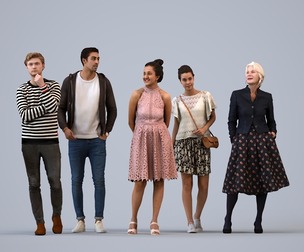 Basics_0121 - Standing A set containing 5 models of male and female adults standing in casual