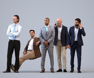 Basics_0122 - Business A set containing 5 models of male adults standing in business attire in