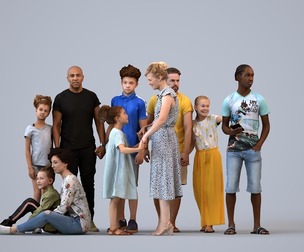 Basics_0124 - Kids A set containing 5 models of male and female adults in casual attire