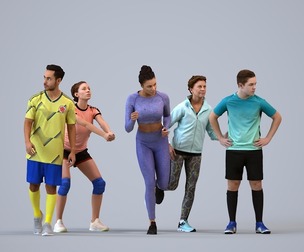 Basics_0125 - Sport A set containing 5 models of male and female adults in sport attire