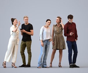 Basics_0126 - Standing A set containing 5 models of male and female adults standing in casual