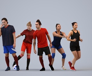 Basics_0128 - Sport A set containing 5 models of male and female adults standing in sport attire