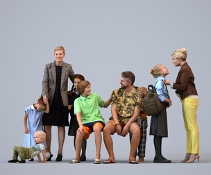 Basics_0130 - Kids A set containing 5 models of male and female children in casual attire