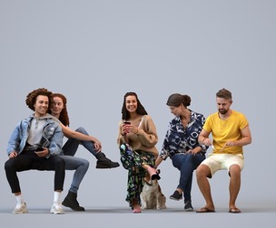 Basics_0132 - Sitting A set containing 5 models of male and female adults sitting in casual attire