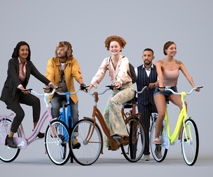 Basics_0133 - Cycling A set containing 5 models of male and female adults in public settings with