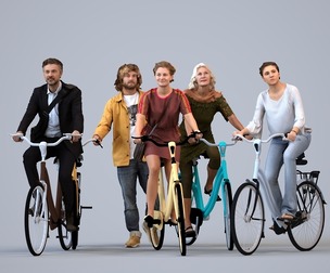Basics_0134 - Cycling A set containing 5 models of male and female adults in casual attire in