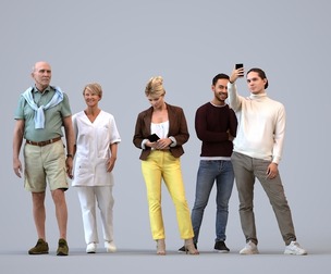 Basics_0136 - Standing A set containing 5 models of male and female adults standing in casual