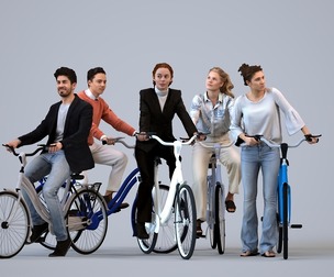 Basics_0137 - Cycling A set containing 5 models of male and female adults in casual attire in