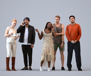 Basics_0138 - Standing A set containing 5 models of male and female adults standing in casual