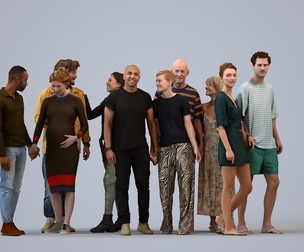 Basics_0141 - Couple A set containing 5 models of male and female adults standing in casual attire