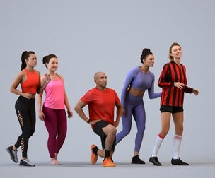 Basics_0142 - Sport A set containing 5 models of male and female adults in sport attire