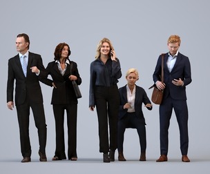 Basics_0144 - Business A set containing 5 models of male and female adults standing in business