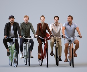 Basics_0147 - Cycling A set containing 5 models of male and female adults in casual attire in