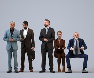 Basics_0148 - Business A set containing 5 models of male and female adults standing in business