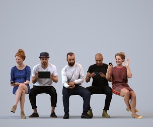 Basics_0149 - Sitting A set containing 5 models of male and female adults sitting in casual attire