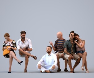 Basics_0150 - Sitting A set containing 5 models of male and female adults sitting in casual attire
