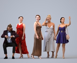 Basics_0153 - FormalAffairs A set containing 5 models of male and female adults walking in formal
